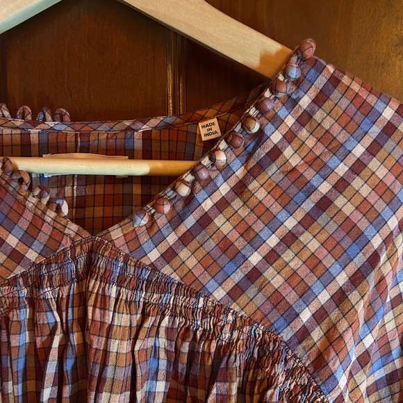 Doen, XS, Plaid Long Sleeve Women's Top - Picture 4 of 7